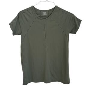 Athleta Perforated Athletic Tee, Olive Green, Women’s Size Medium